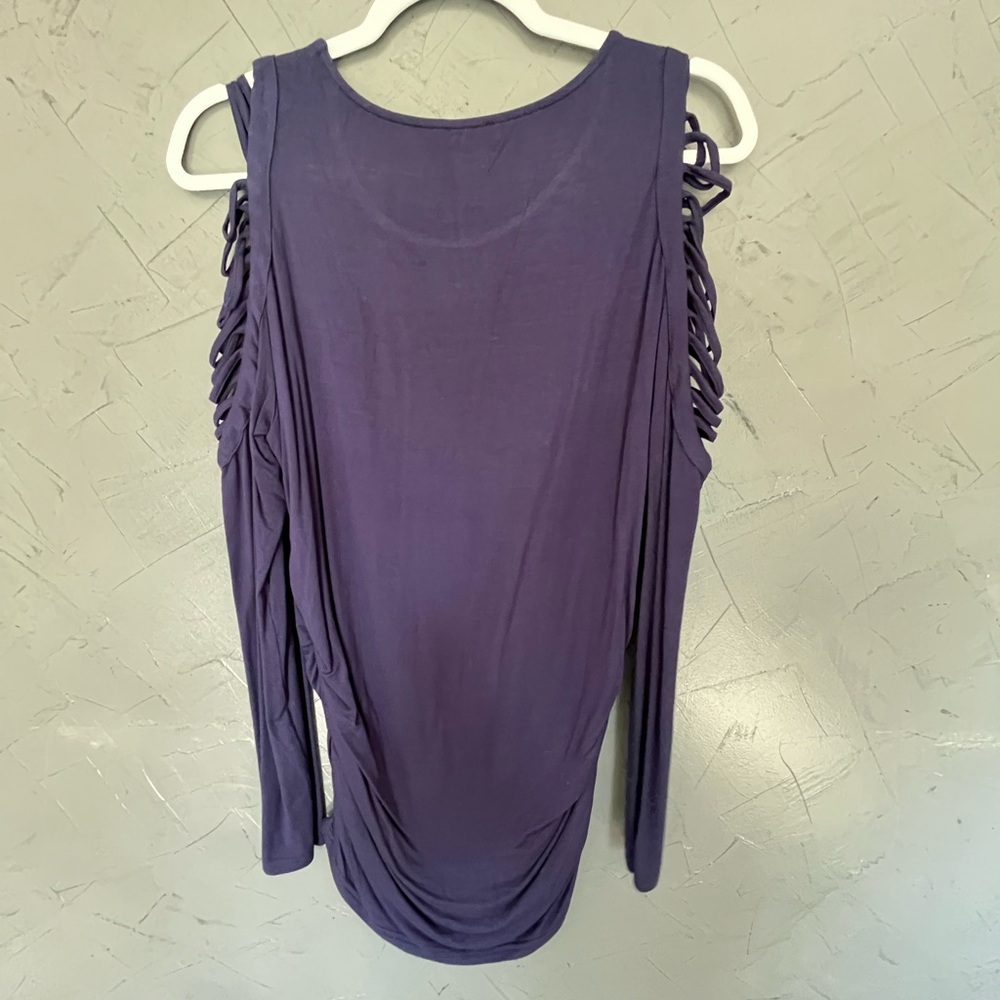 Navy Long Sleeve Ruched Tunic - Picture 2 of 4